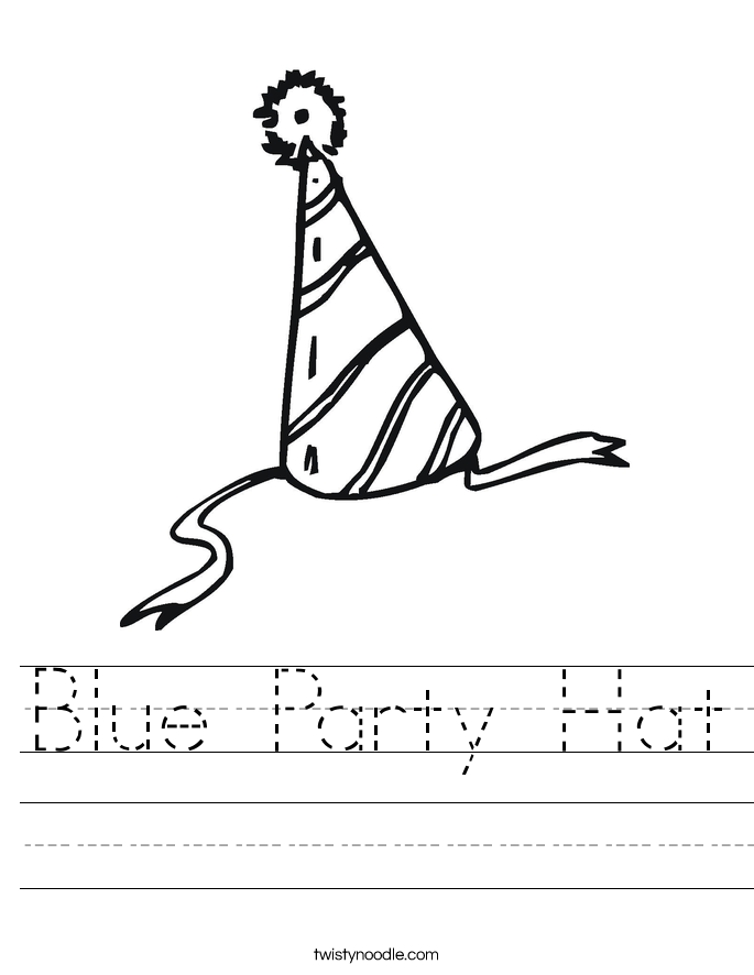 Blue Party Hat Worksheet