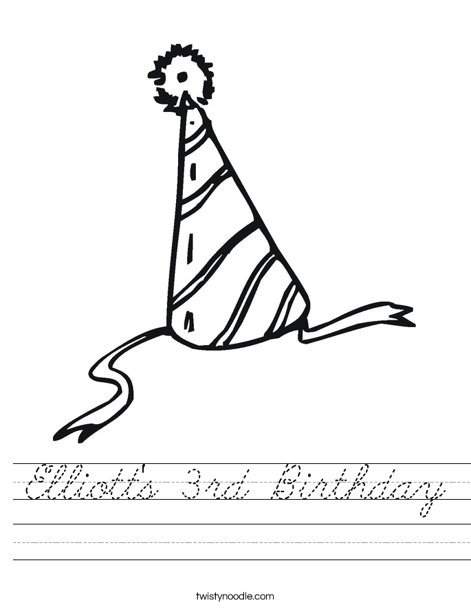 Elliott's 3rd Birthday Worksheet