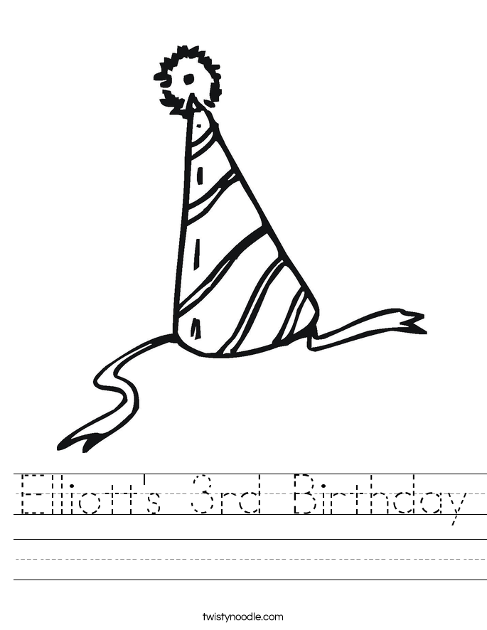 Elliott's 3rd Birthday Worksheet