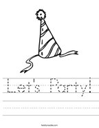 Let's Party Handwriting Sheet