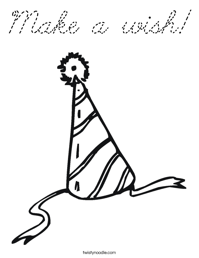 Download Make a wish Coloring Page - Cursive - Twisty Noodle