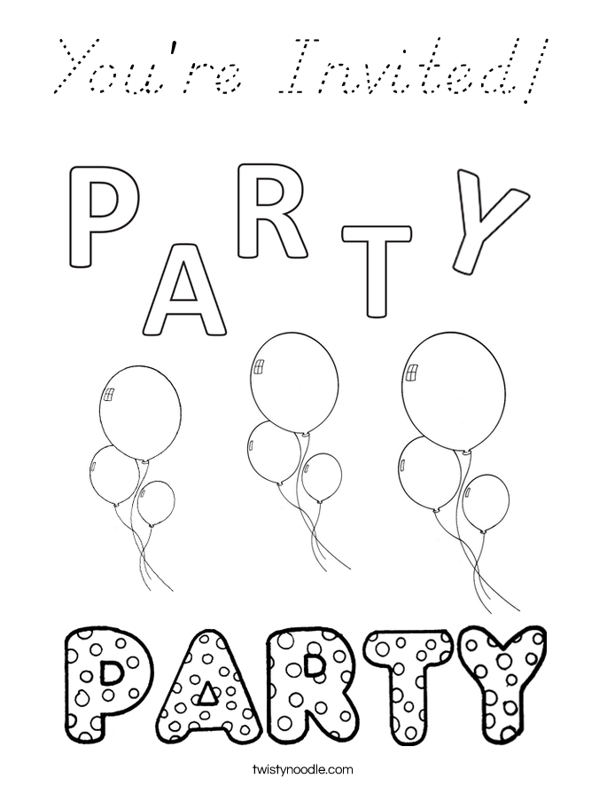 You're Invited! Coloring Page