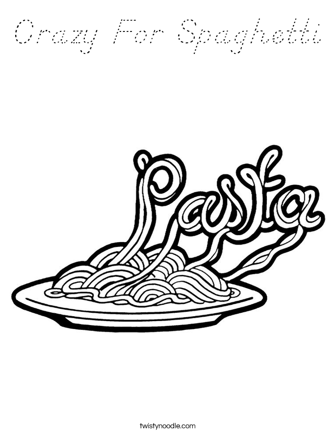 Crazy For Spaghetti Coloring Page