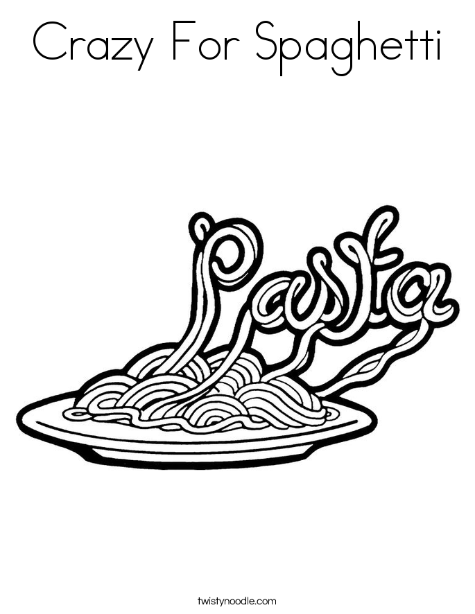 Download Crazy For Spaghetti Coloring Page - Twisty Noodle