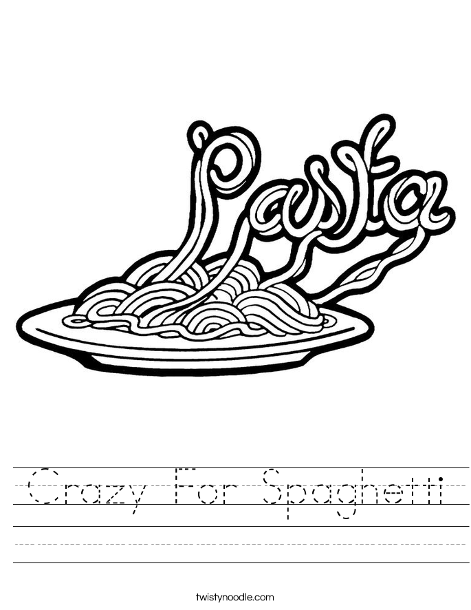 Crazy For Spaghetti Worksheet