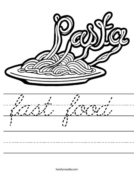 Pasta Worksheet