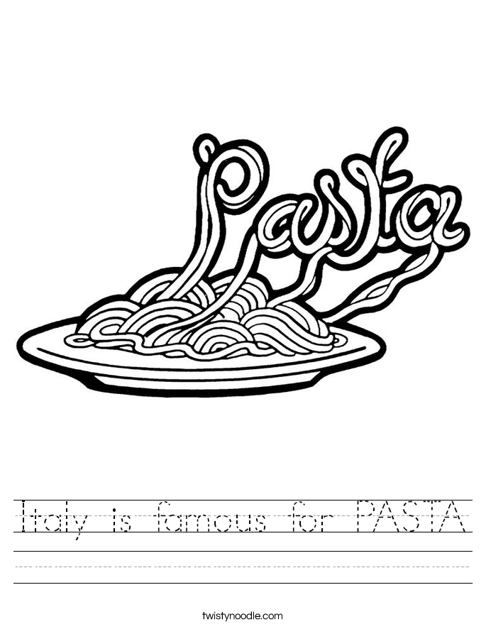 Italy is famous for PASTA Worksheet