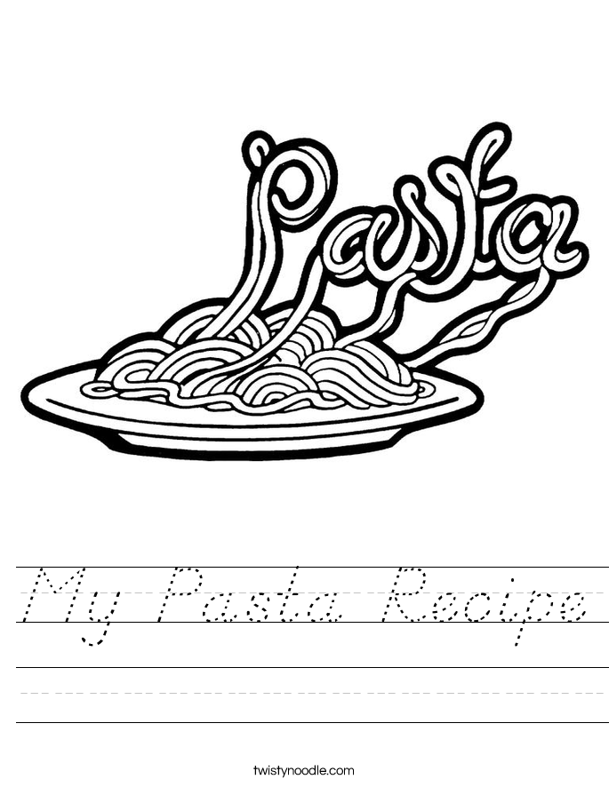 My Pasta Recipe Worksheet