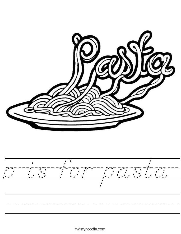 p is for pasta Worksheet
