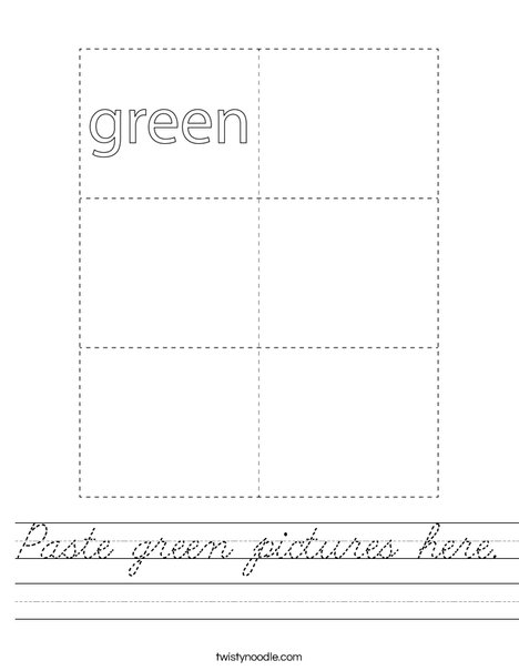 Paste green pictures here. Worksheet
