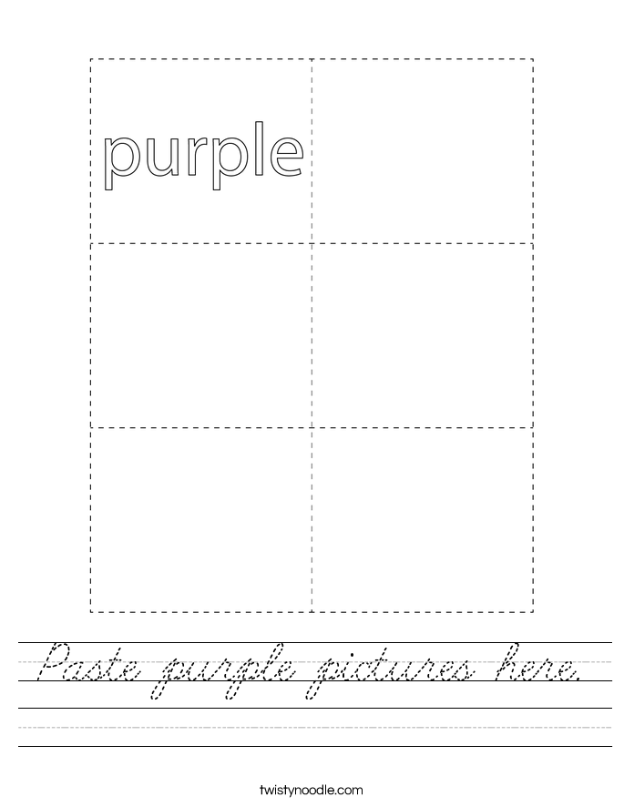 Paste purple pictures here. Worksheet