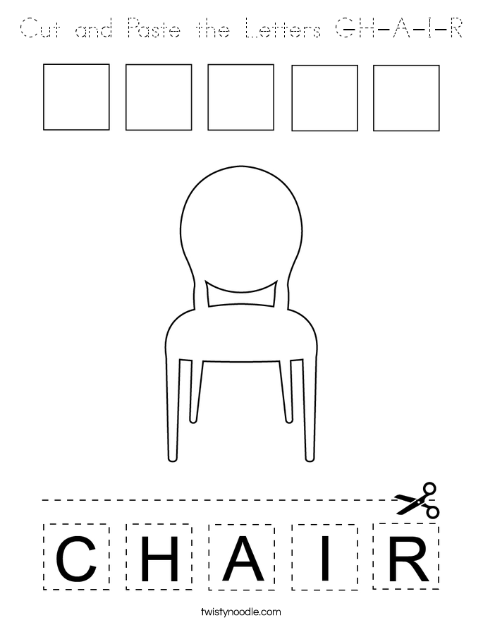 Cut and Paste the Letters C-H-A-I-R Coloring Page