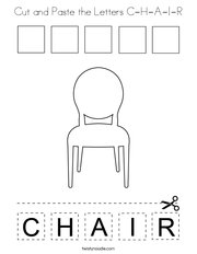 Cut and Paste the Letters C-H-A-I-R Coloring Page