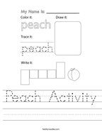 Peach Activity Handwriting Sheet