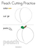 Peach Cutting Practice Coloring Page