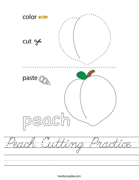 Peach Cutting Practice Worksheet
