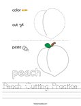 Peach Cutting Practice Worksheet