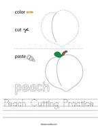 Peach Cutting Practice Handwriting Sheet