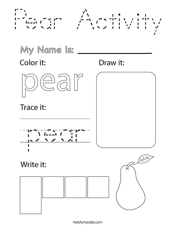 Pear Activity Coloring Page