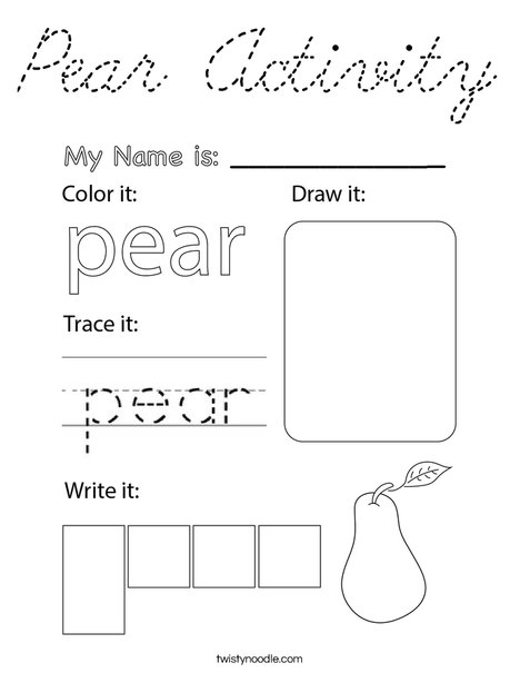 Pear Activity Coloring Page