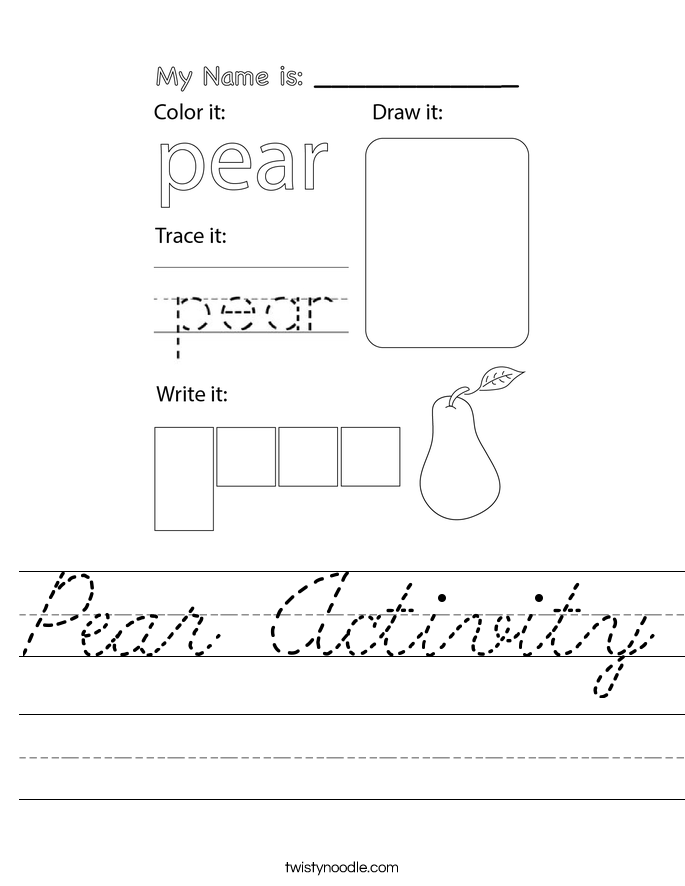 Pear Activity Worksheet