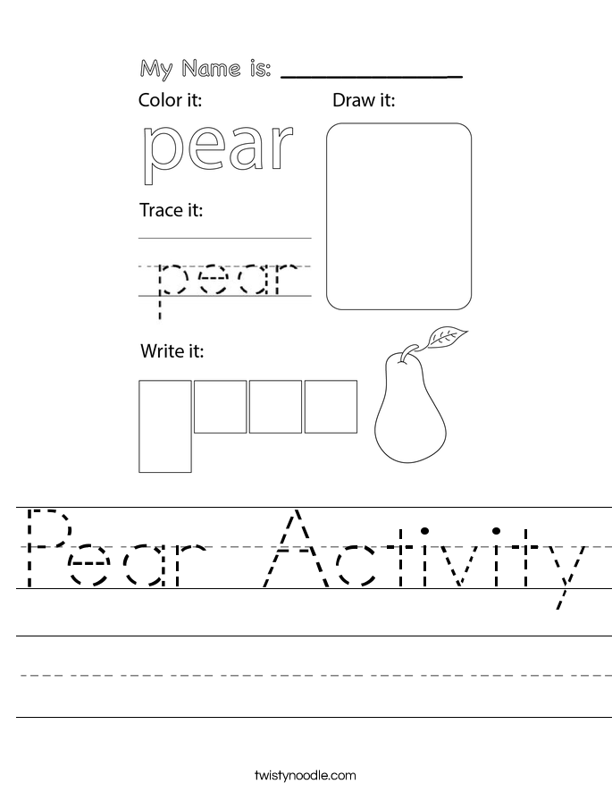 Pear Activity Worksheet