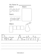 Pear Activity Handwriting Sheet