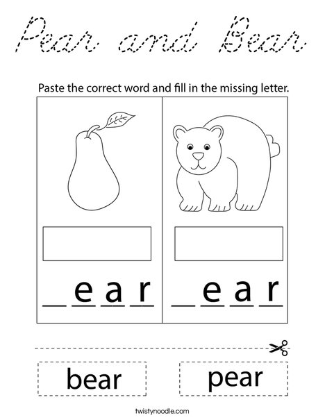 Pear and Bear Coloring Page