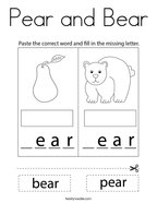 Pear and Bear Coloring Page