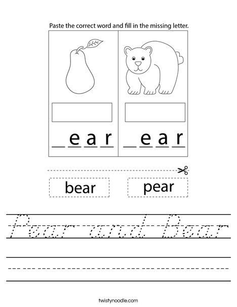 Pear and Bear Worksheet