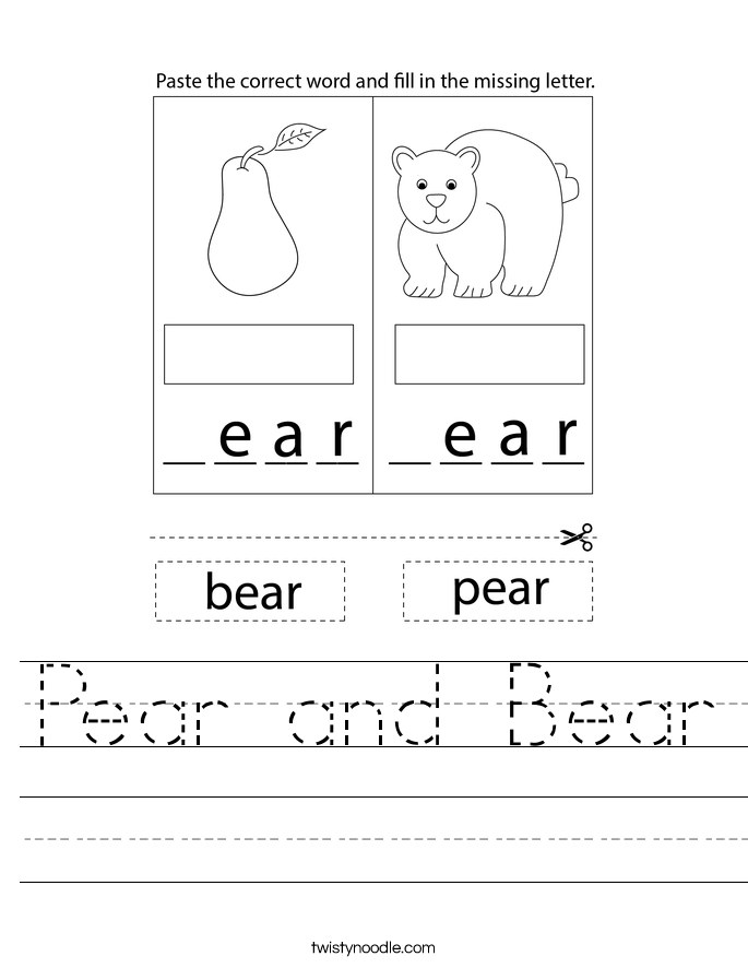 Pear and Bear Worksheet
