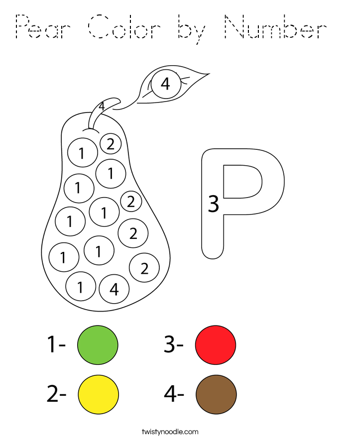 Pear Color by Number Coloring Page