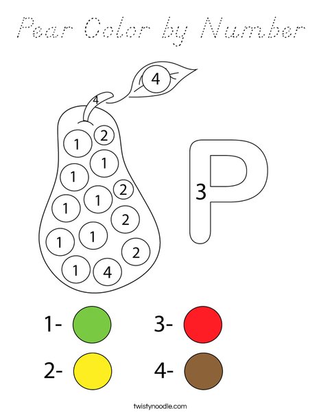 Pear Color by Number Coloring Page