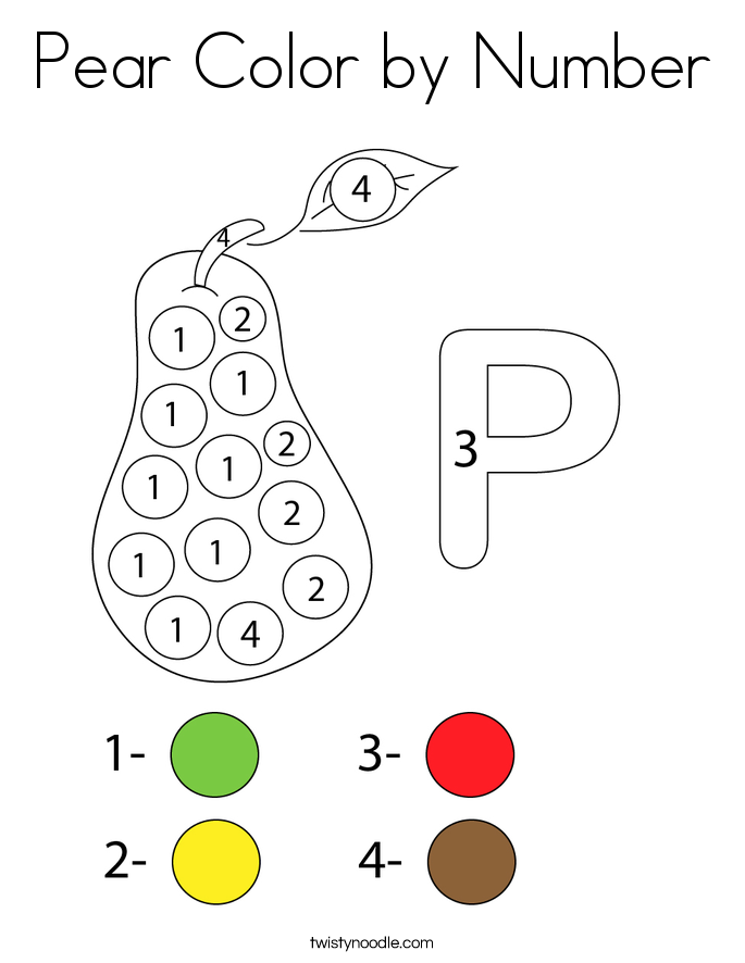 Pear Color by Number Coloring Page