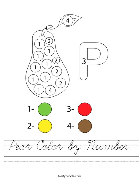 Pear Color by Number Worksheet