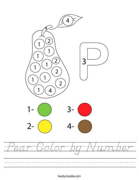 Pear Color by Number Worksheet