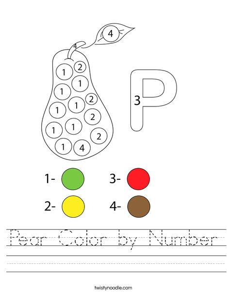 Pear Color by Number Worksheet
