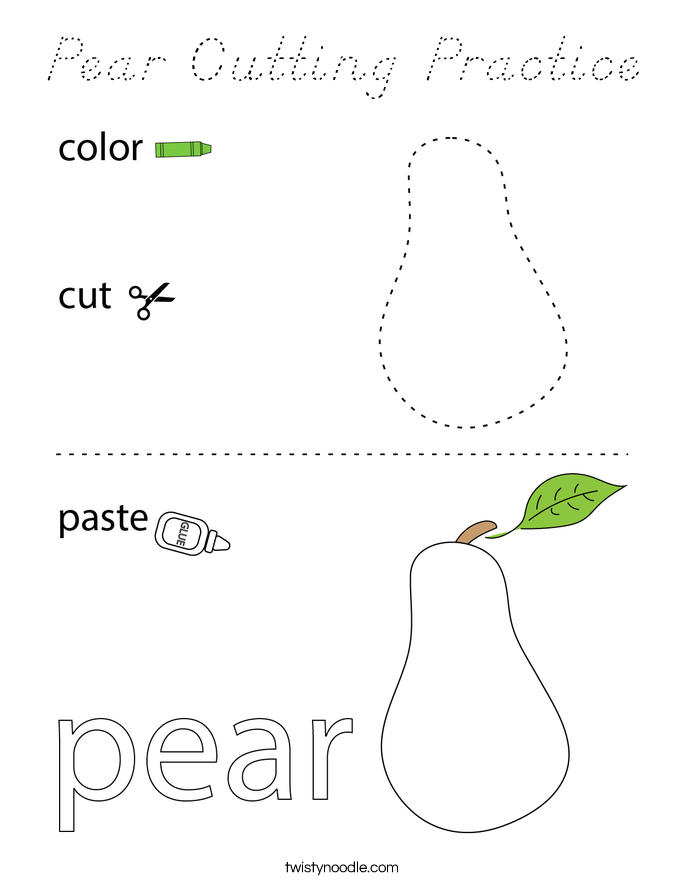 Pear Cutting Practice Coloring Page