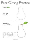 Pear Cutting Practice Coloring Page