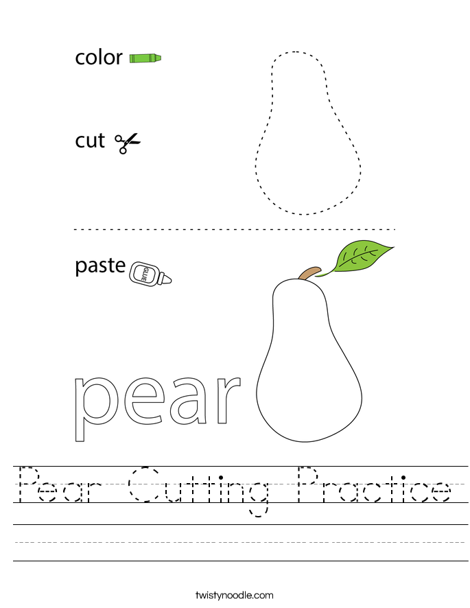 Pear Cutting Practice Worksheet