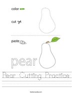 Pear Cutting Practice Handwriting Sheet