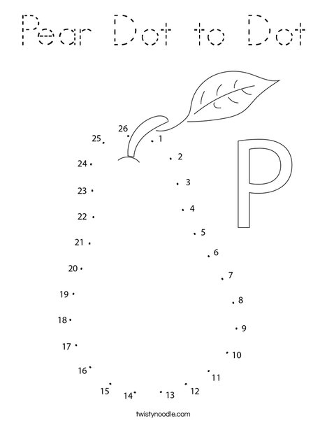 Pear Dot to Dot Coloring Page