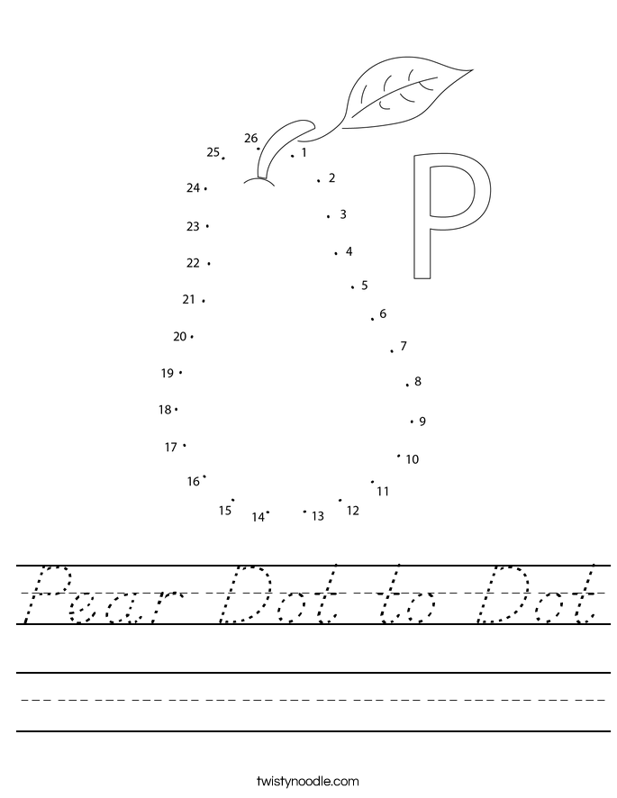 Pear Dot to Dot Worksheet