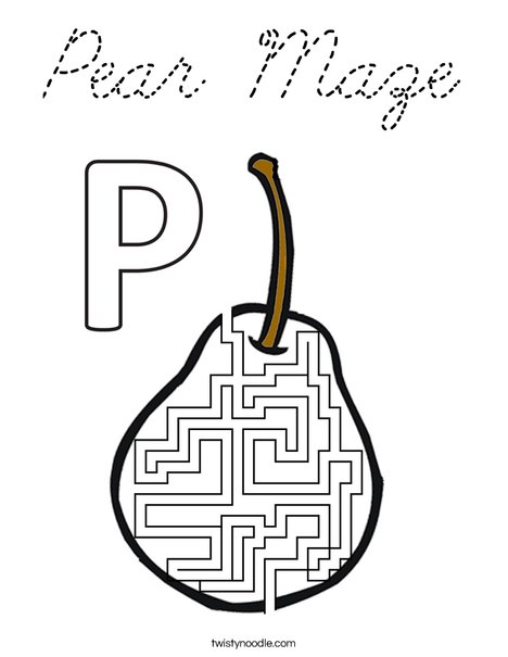 Pear Maze Coloring Page