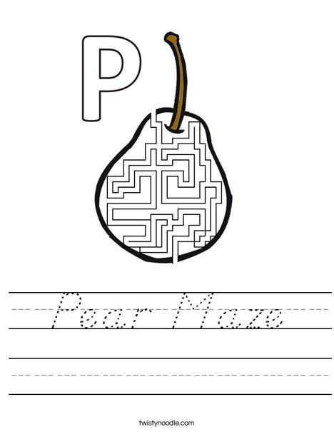 Pear Maze Worksheet
