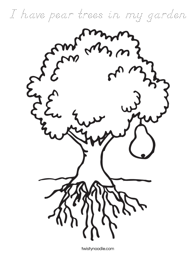 I have pear trees in my garden Coloring Page