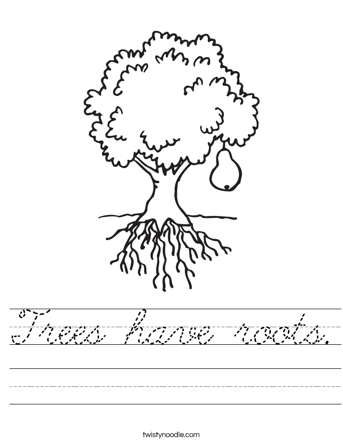 Trees have roots. Worksheet