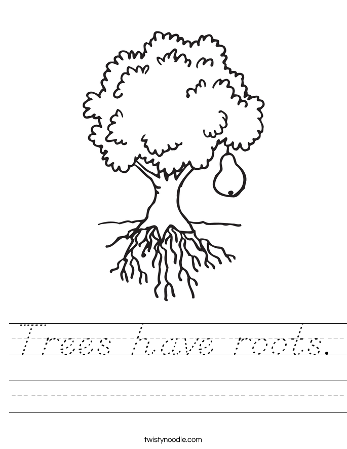 Trees have roots. Worksheet