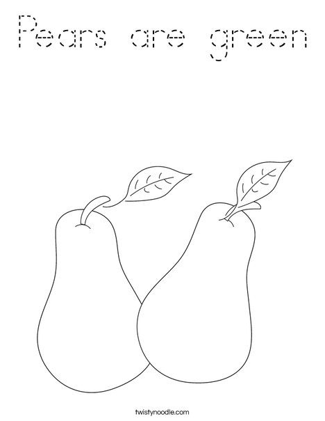 Pears are green Coloring Page - Tracing - Twisty Noodle