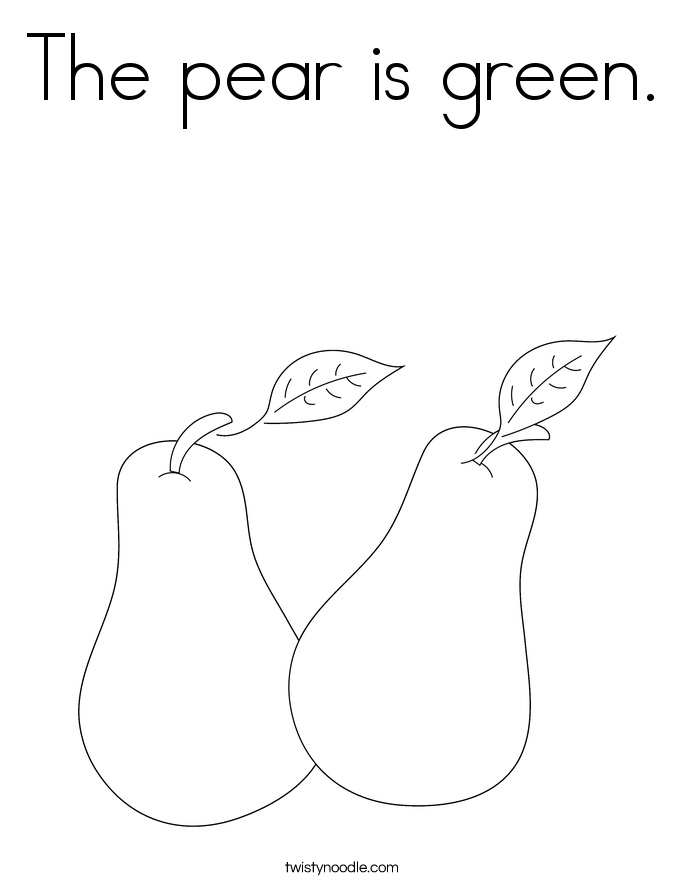 The pear is green. Coloring Page